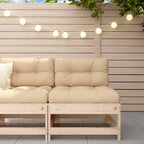 vidaXL Solid Pine Wood Middle Sofa with Cushions - Sturdy Outdoor Seating Furniture with Slatted Design and Comfortable Cushions for Garden, Patio, Terrace