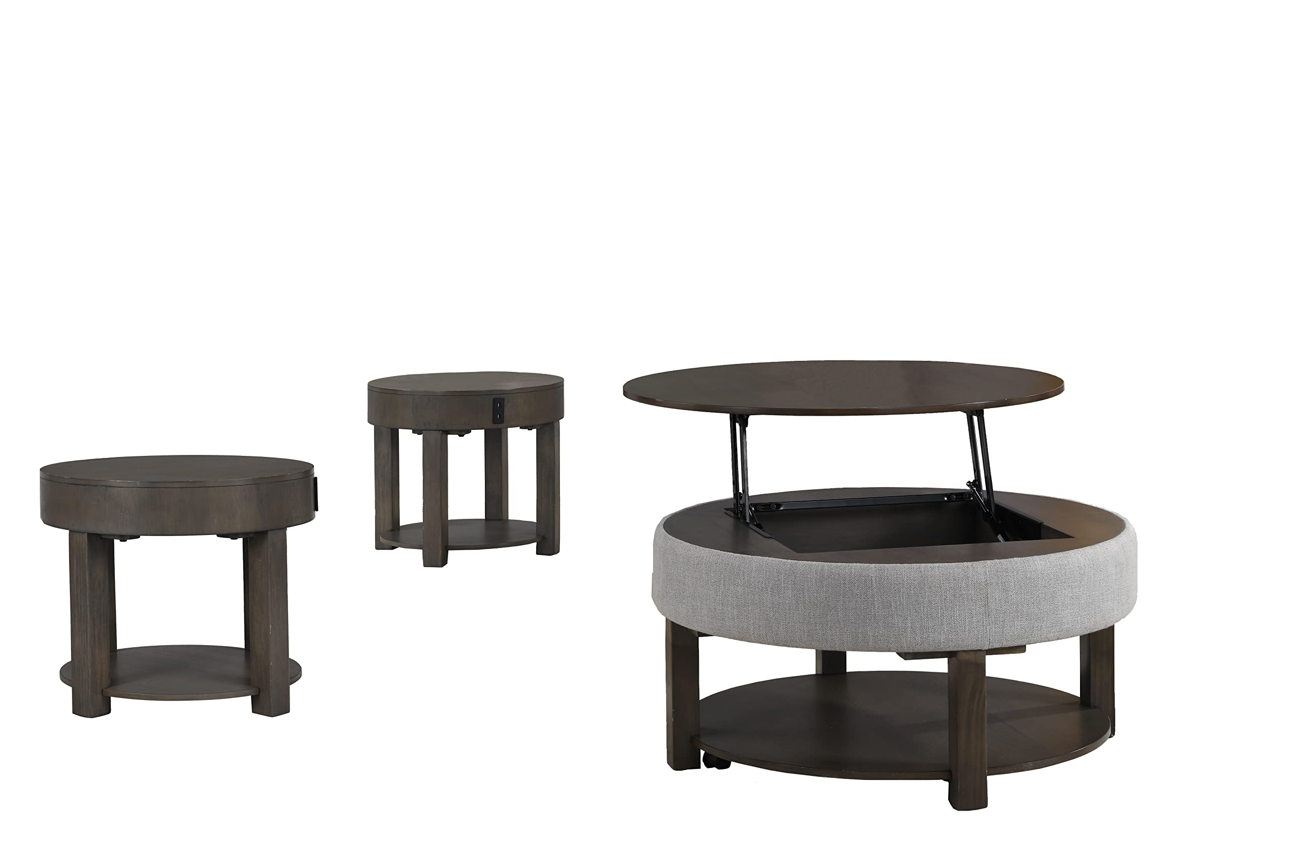 Lilola Home Jonah 3 Piece Light Brown MDF Lift Top Coffee and End Table Set