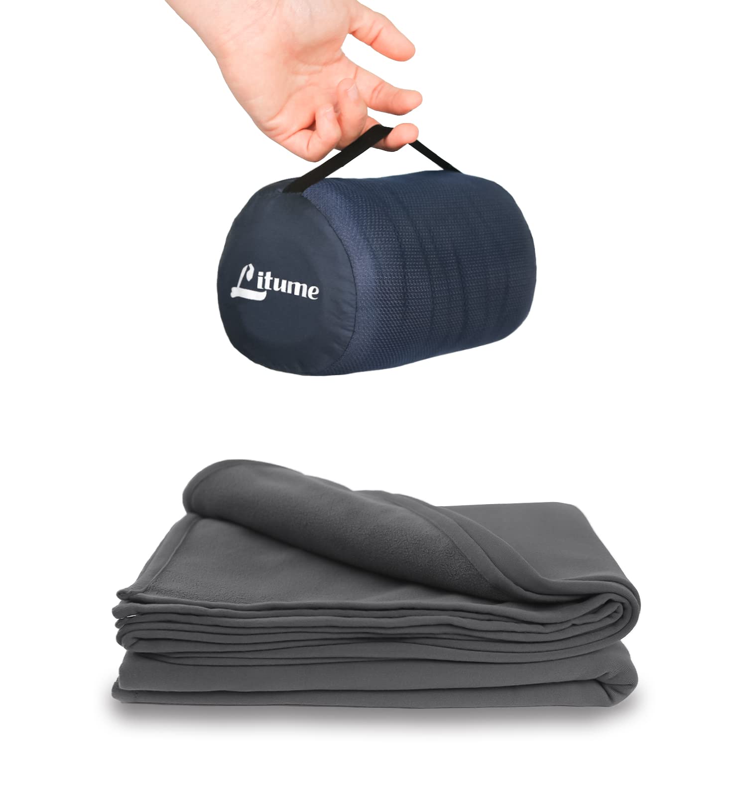Litume Travel Blanket Lightweight And Breathable, 67 X 48 Soft Airplane Blanket For Travelers, Foldable Camping Sheet With Stuff