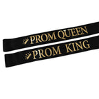 'Prom King' And 'Prom Queen' Sashes - Graduation Party School Party Accessories, Black With Gold Print