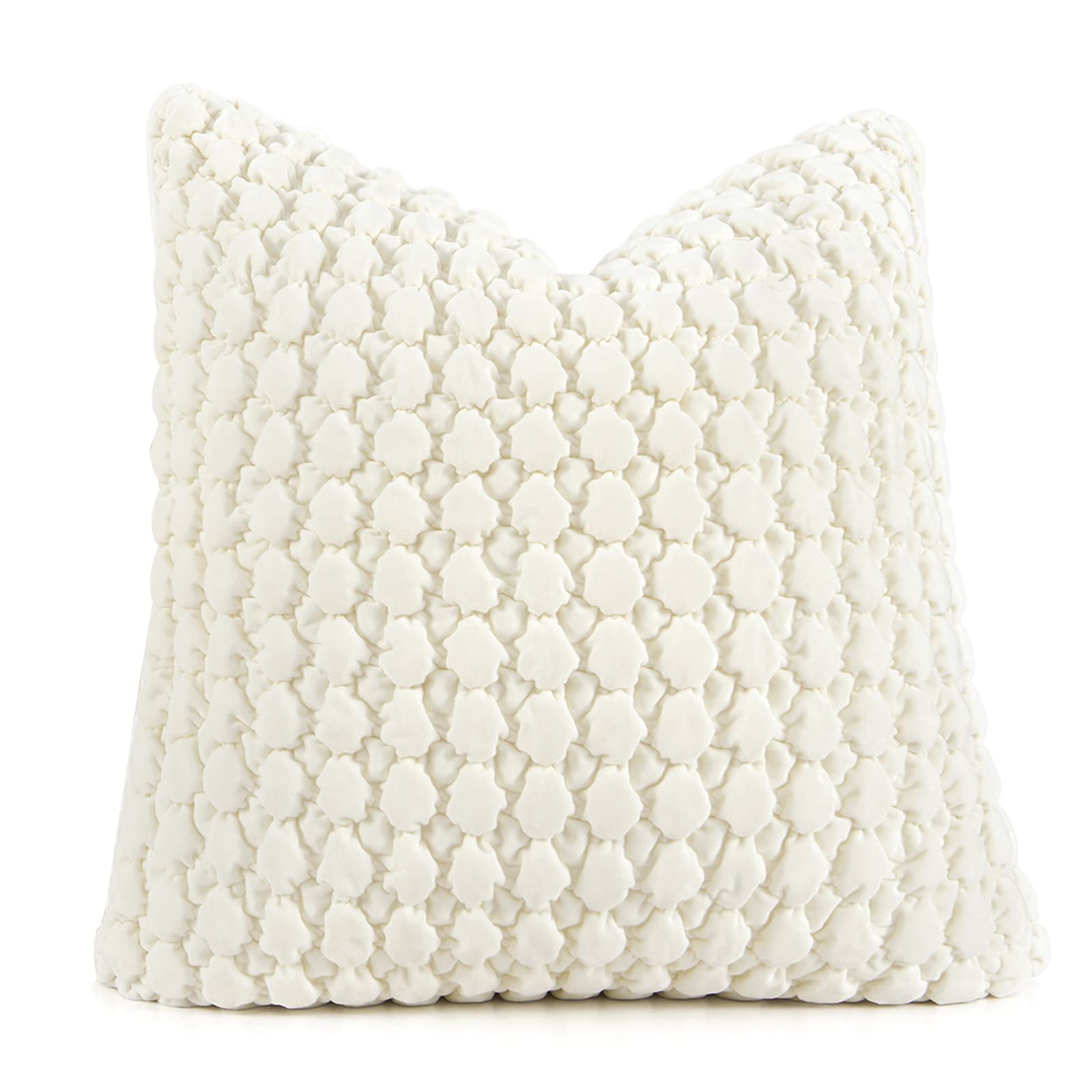 Cocoploceus 1 Piece Euro Sham Cream 24X24 Pillow Covers Decorative Farmhouse Pillow Covers Velvet Square Cushion Covers Soft Bub