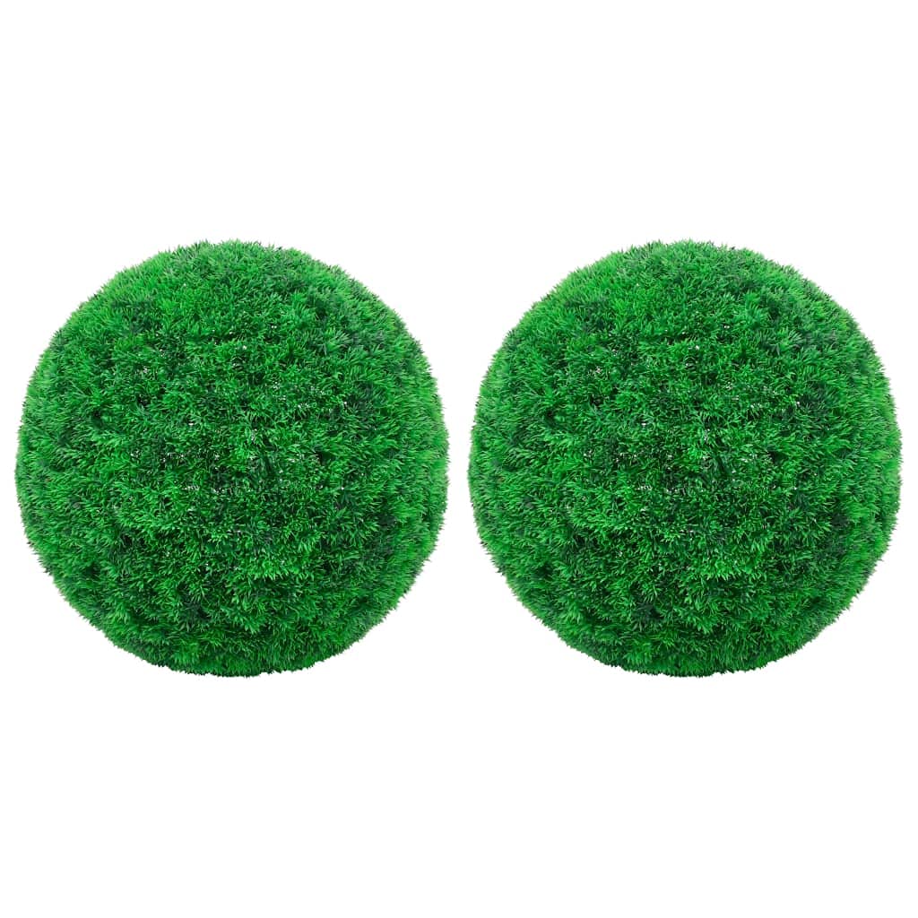 Vidaxl Artificial Boxwood Balls, 2 Pack 17.7' Green Polyethylene Decor For Indoor Outdoor Use, Hanging Or Potted Boxwood Ornaments For Home & Garden