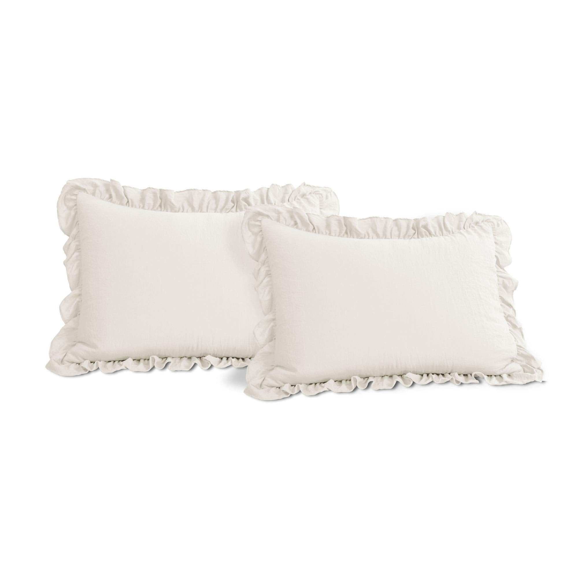 Lush Decor Reyna Ruffle Comforter Set - 3 Piece Cozy Ruffled Bedding Set - Timeless Elegance And Comfort For Bedroom - King, Whi