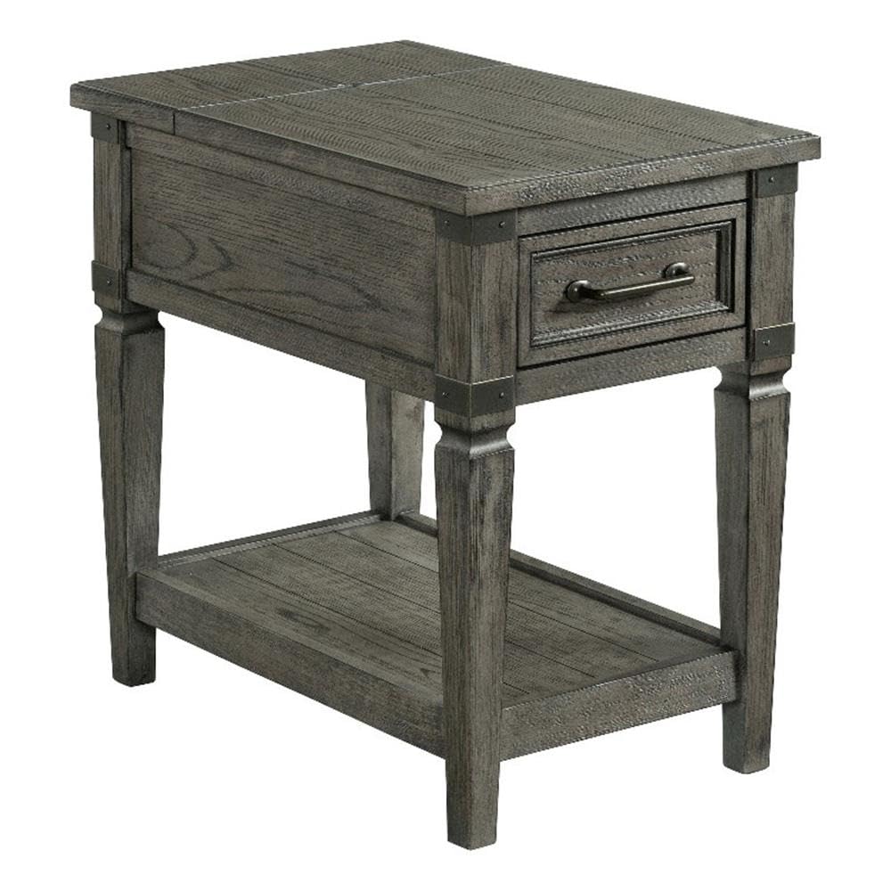 Intercon Foundry 16&quot; Wide Chairside Drawer and Shelf, Brushed Pewter End/Side/Nesting Tables