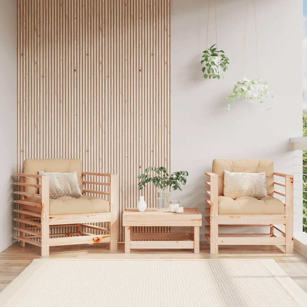vidaXL Solid Pine Wood Garden Chairs - Set of 2 - Rustic Patio Chairs with Thickly Padded Cushions - Versatile and Robust Construction - Perfect for Outdoor Use