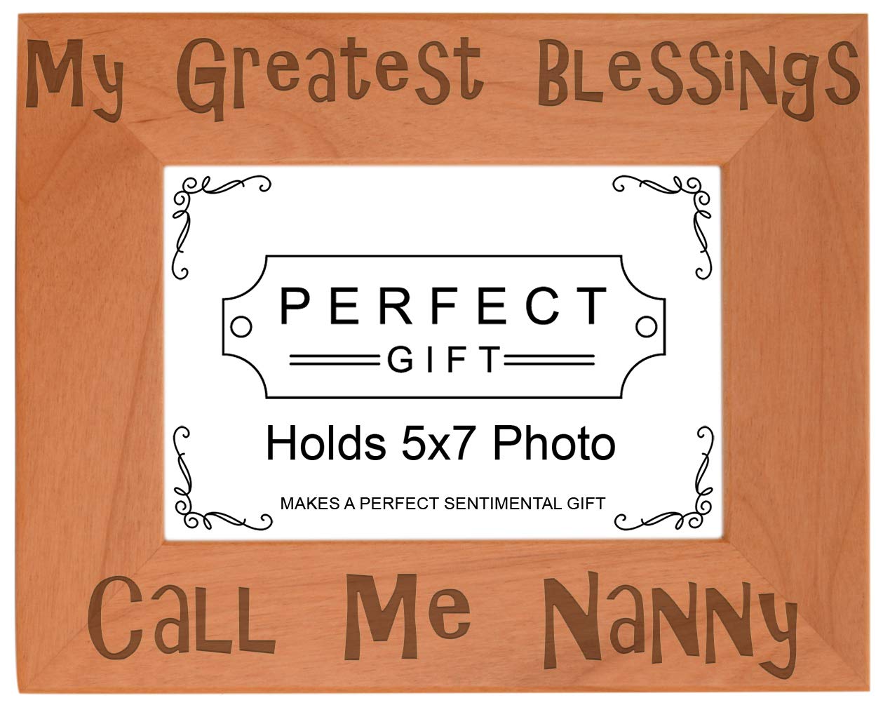 ThisWear Gift for Grandma Blessings Call Me Nanny Wood Laser Engraved Landscape 5x7 Picture Frame
