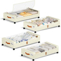 Yecaye 60L Under Bed Storage with Wheels, 4 Pack, Beige