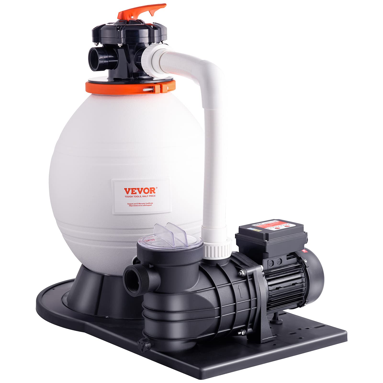 VEVOR Sand Filter Ground 16-inch, 3500 GPH, 1 HP Swimming Pumps System & Filters Combo Set with 6-Way Multi-Port Valve and Strai