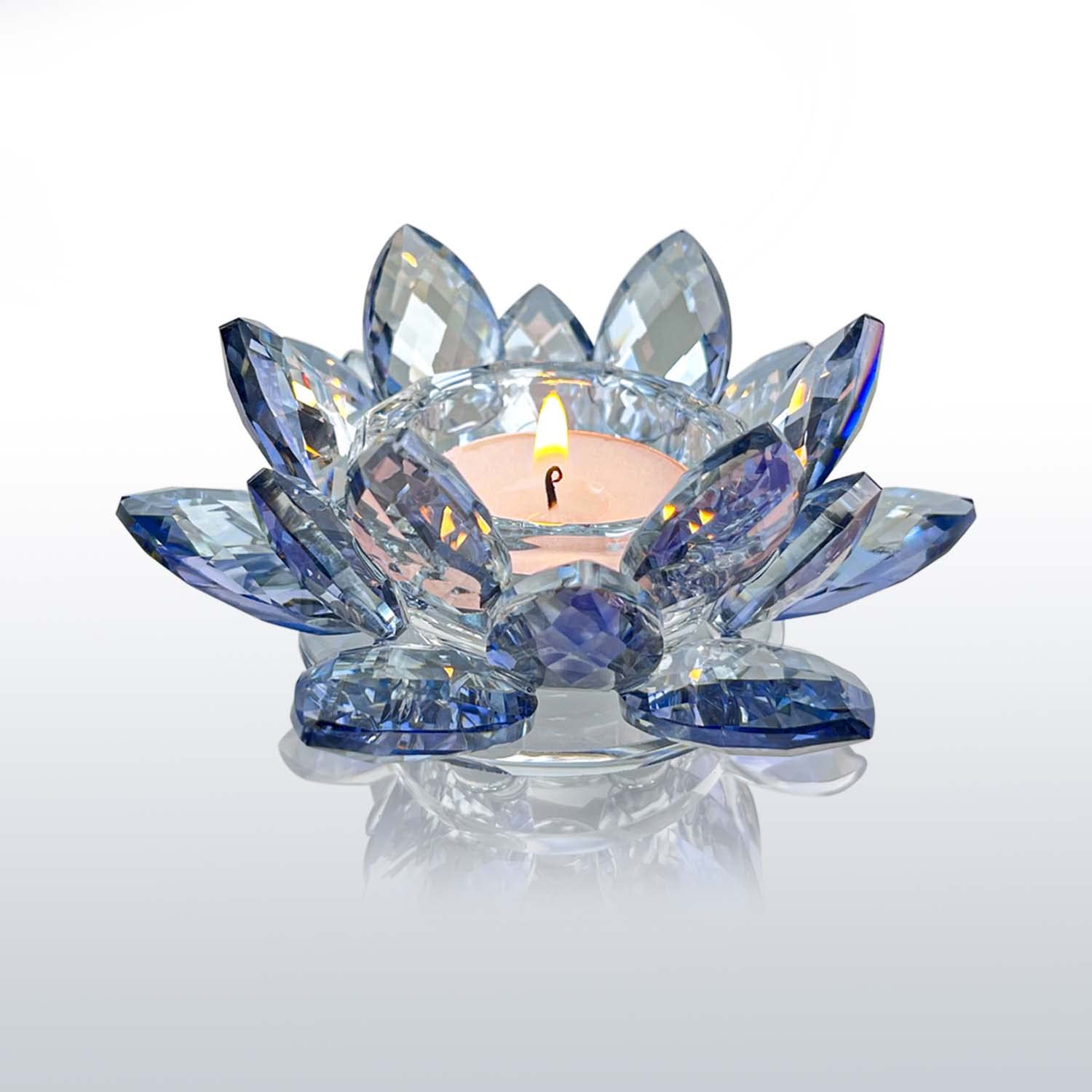 Kolnlala Crystal Lotus Flower Tealight Candle Holders/Glass Tea Light candlestick Decor Decoration for Christmas Home Wedding Pa
