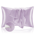 Bedelite Satin Pillowcase With Zipper, Lavender King Size Pillow Cases Set Of 2, Super Soft And Cooling Similar To Silk Pillow C