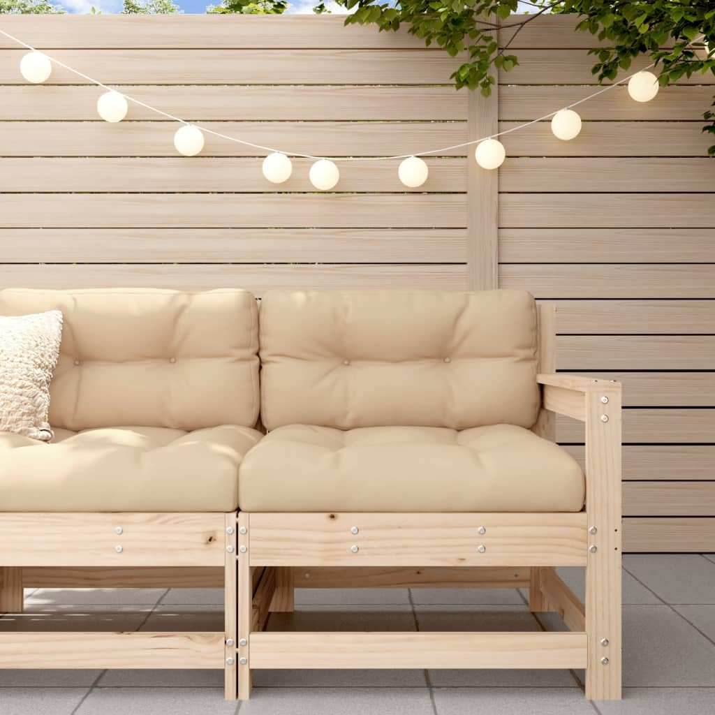 vidaXL Patio Chair with Cushions - Solid Wood Pine, Comfy Armrest/Backrest, Rustic Look, Sturdy & Stable, Modular Design, Enhances Outdoor Decor