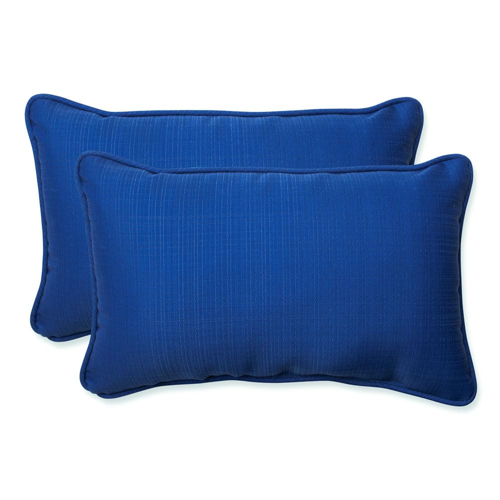 Pillow Perfect Fresco Solid Indoor/Outdoor Lumbar Pillow Plush Fill, Weather And Fade Resistant, Lumbar - 11.5' X 18.5',, Blue