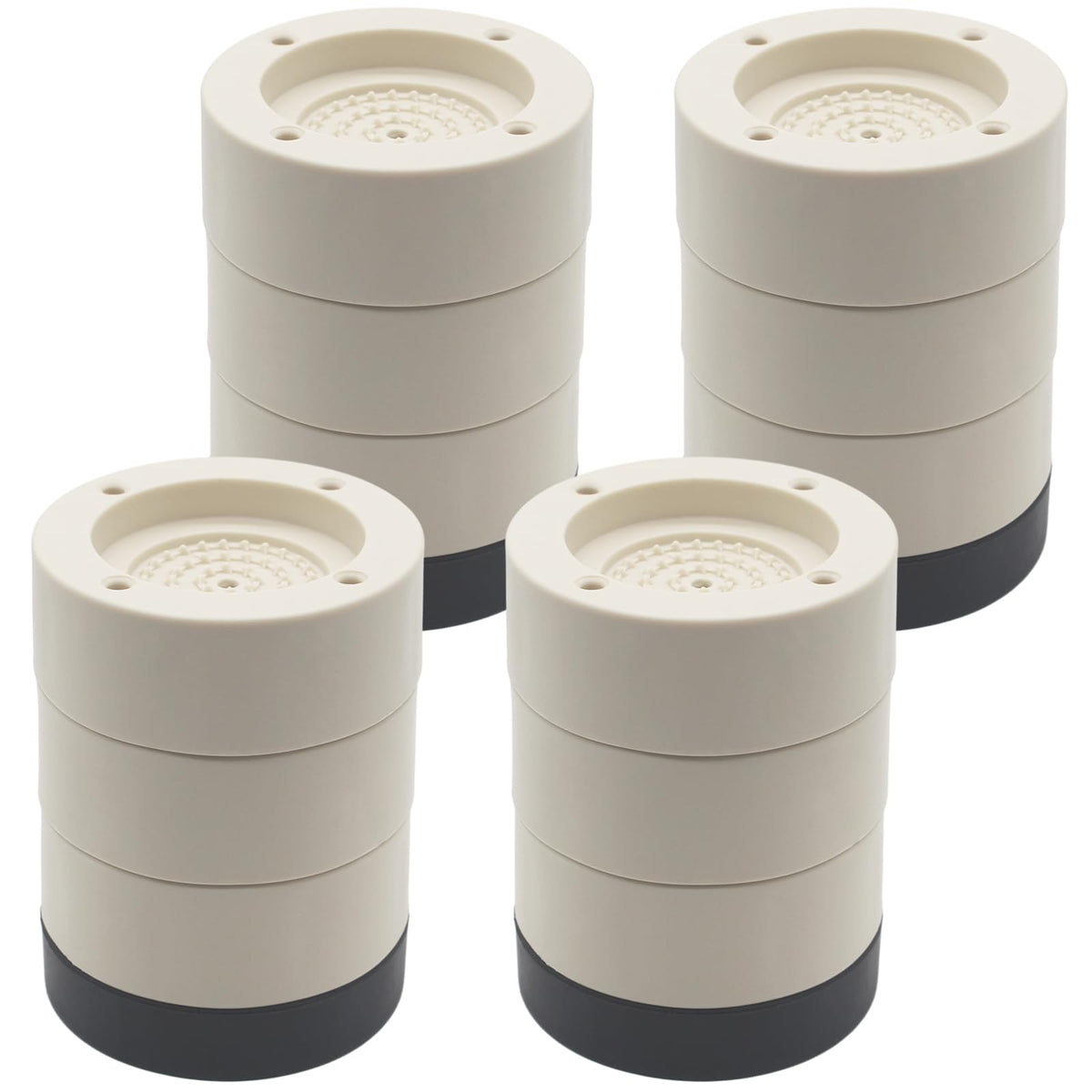 HANIHUA Beige Furniture Risers Bed Risers (Set of 4), 1'', 2'', 3 inch Adjustable Round Bed Lifts Risers for Table, Sofa, Couch,
