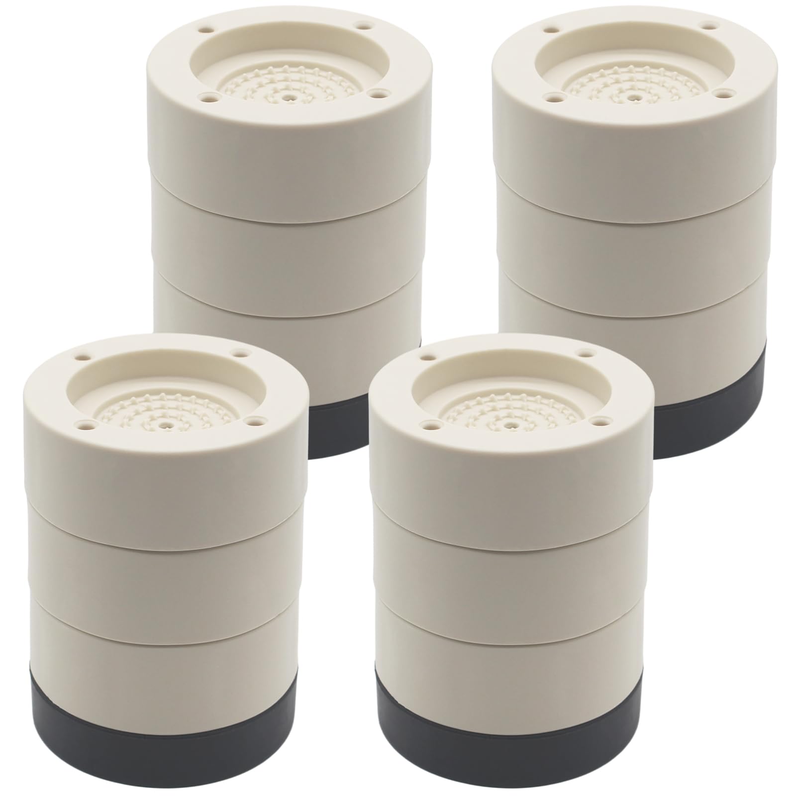 HANIHUA Beige Furniture Risers Bed Risers (Set of 4), 1'', 2'', 3 inch Adjustable Round Bed Lifts Risers for Table, Sofa, Couch,