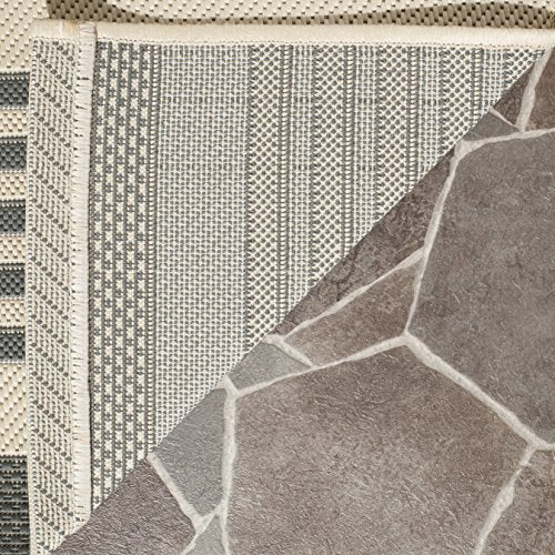 Safavieh Courtyard Collection Cy6062 Stripe Indoor/ Outdoor Non-Shedding Stain Resistant Patio Backyard Area Rug, 9' X 12', Grey