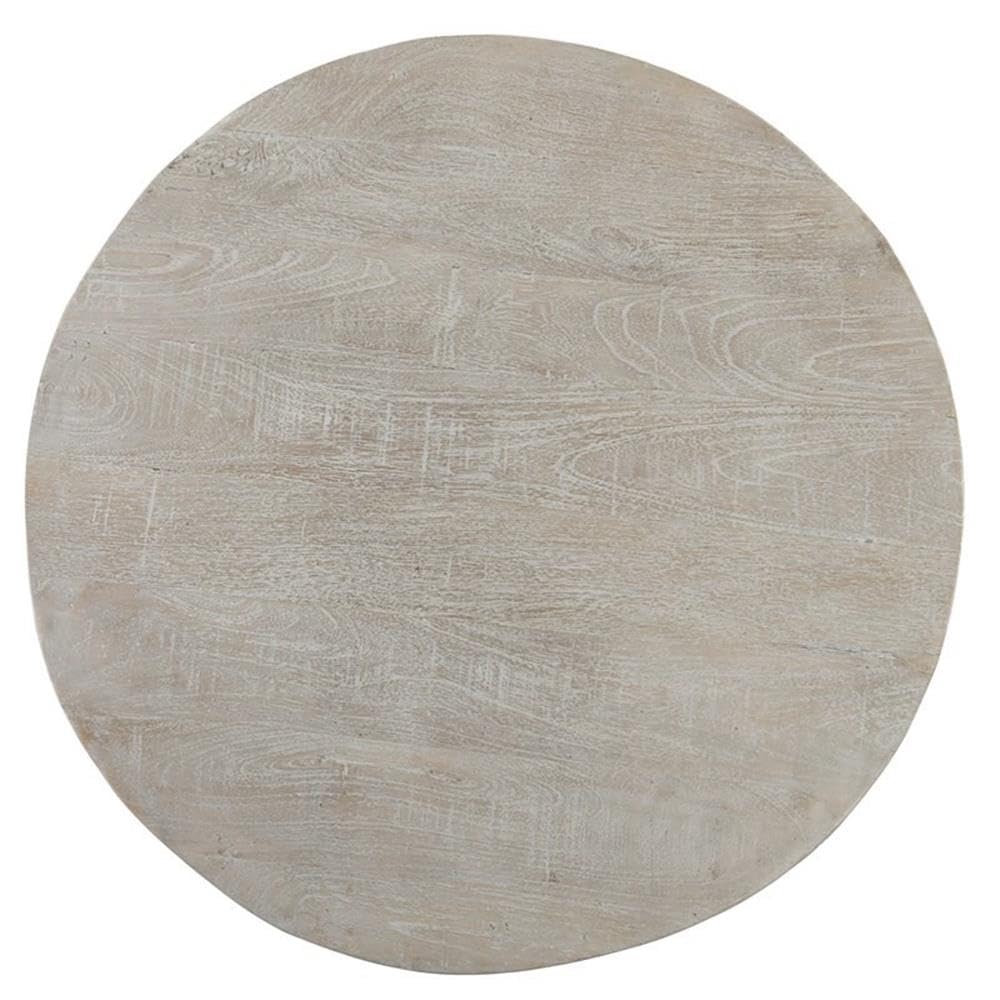 Kosas Home Maya 24X24 Round Mango Wood End Table In Sunbleached Gray
