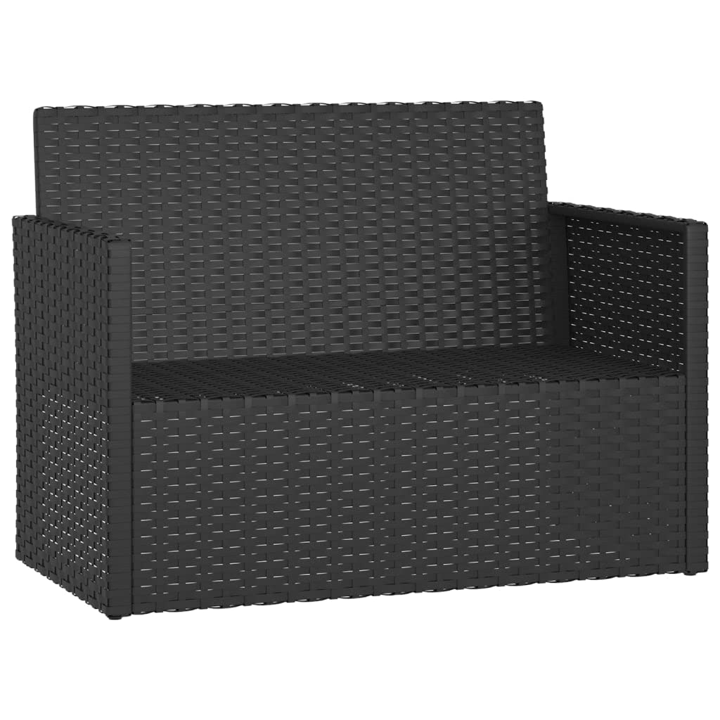 vidaXL Modern Poly Rattan Patio Bench - Cushioned, Weather-Resistant, Sturdy Steel Frame, Easy Assembly - Black with Cream White Cushions, 41.3"