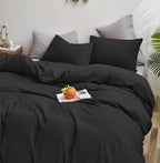 Houseri Black King Comforter Set – Solid All-Black Bedding for Men & Women