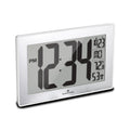 MARATHON Atomic Wall Clock with Stand, White Frame/Stainless Steel Finish - Large, 9-Inch Display - AM/PM or 24-Hour Time Format