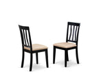 East West Furniture HLAN5-BCH-C 5 Piece Kitchen Table Set for 4 Includes a Round Dining Room Table with Pedestal and 4 Linen Fabric Upholstered Dining Chairs, 42x42 Inch, Black & Cherry