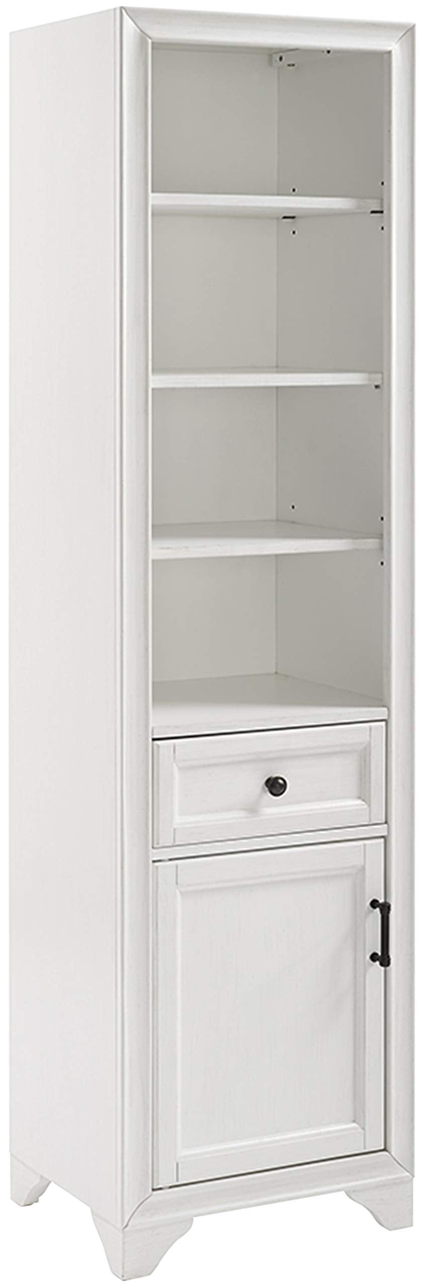 Crosley Furniture Tara Linen Storage Cabinet and Bathroom Organizer with a Drawer and Shelves, Vintage White