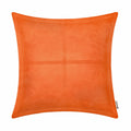 Brawarm Orange Leather Throw Pillow 18 X 18 Inches, Faux Leather Pillow Cover With Piping, Hand Stitched Leather Decorative Thro