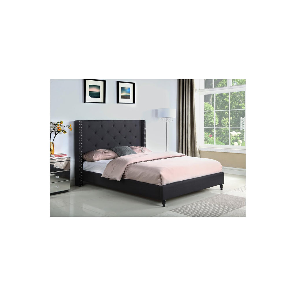 Best Master Furniture Vero Tufted Wingback Platform Bed, King Black