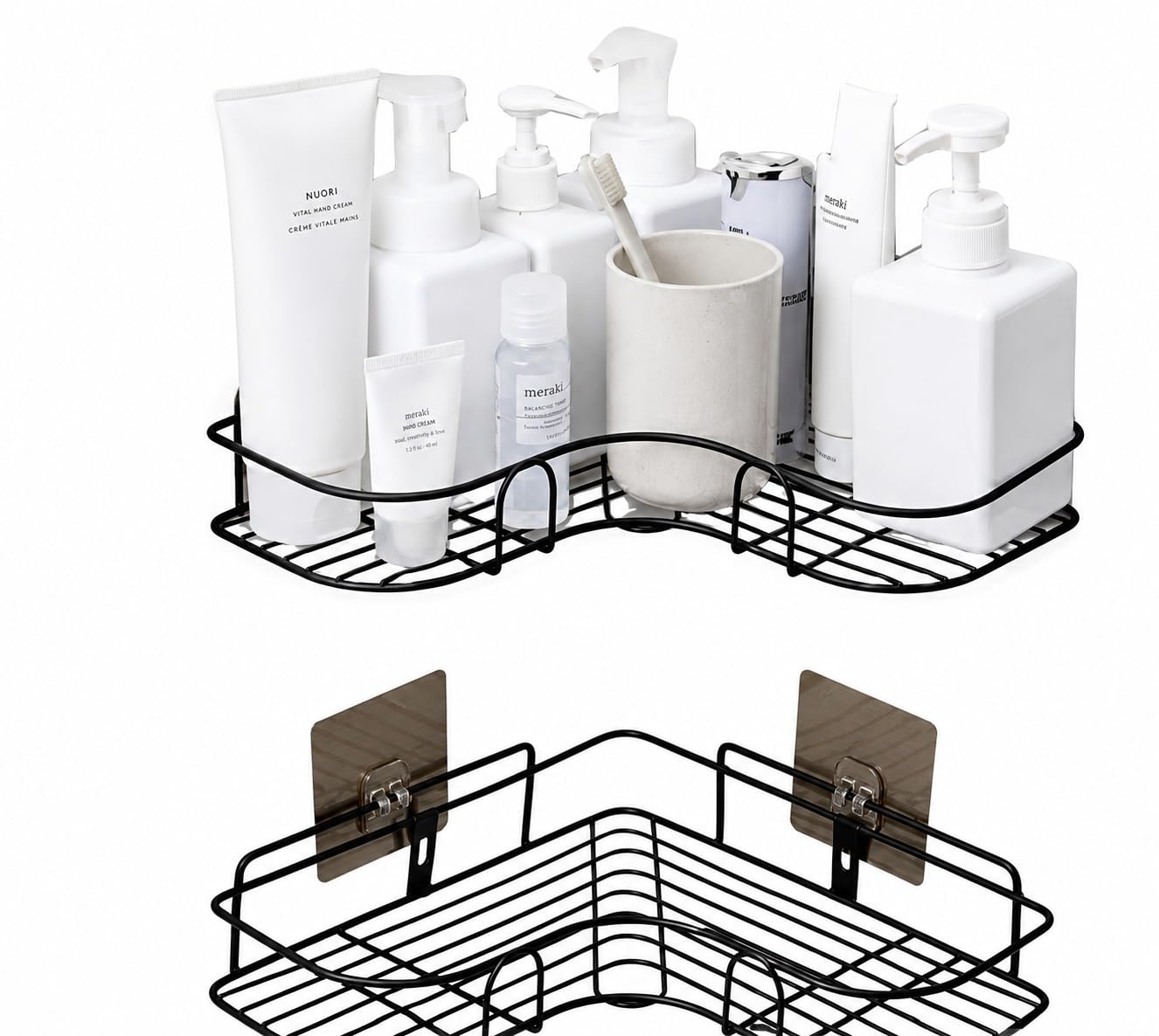 Bathroom Corner Rack Self Adhesive Organiser Flower Design Pack Of 2