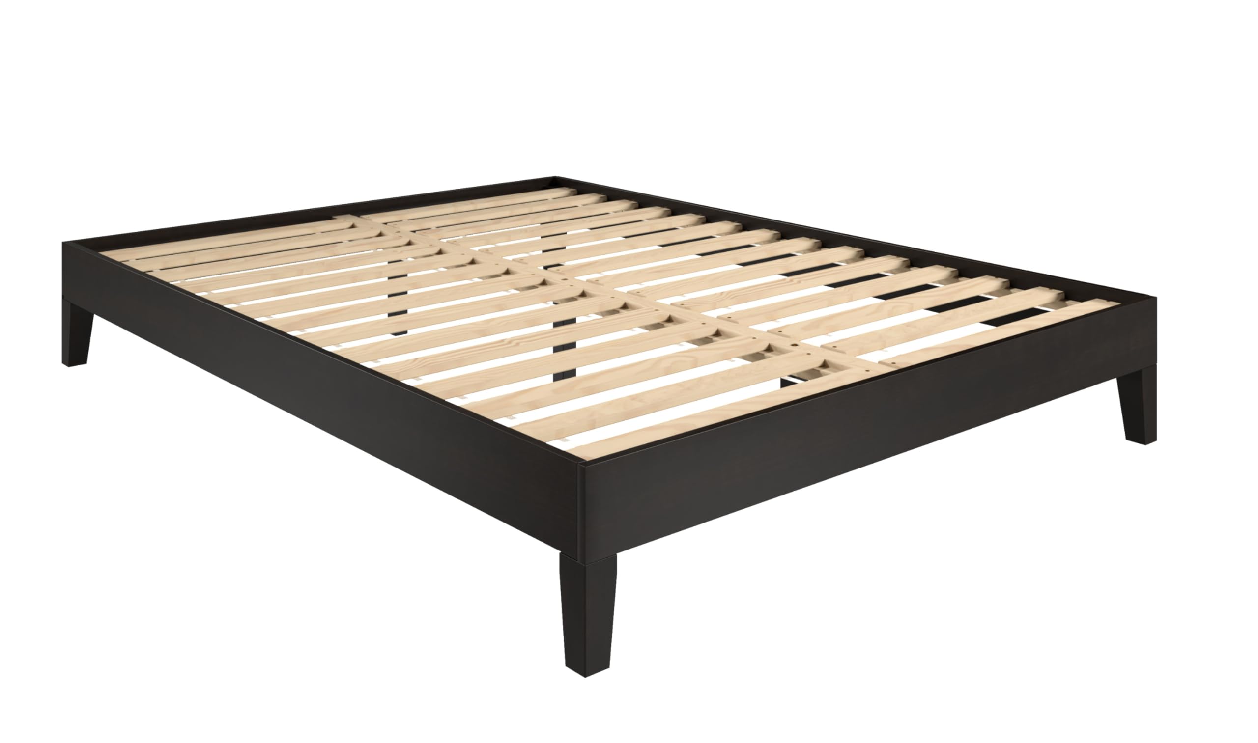 Steve Silver Furniture Nix Queen Platform Bed, 28-Slat Dual Zone Support, Contemporary, Farmhouse, Mid-Century, Modern, Traditional, Solid Pine Wood, 82.01" L x 62.48" W x 12.24" H, Black