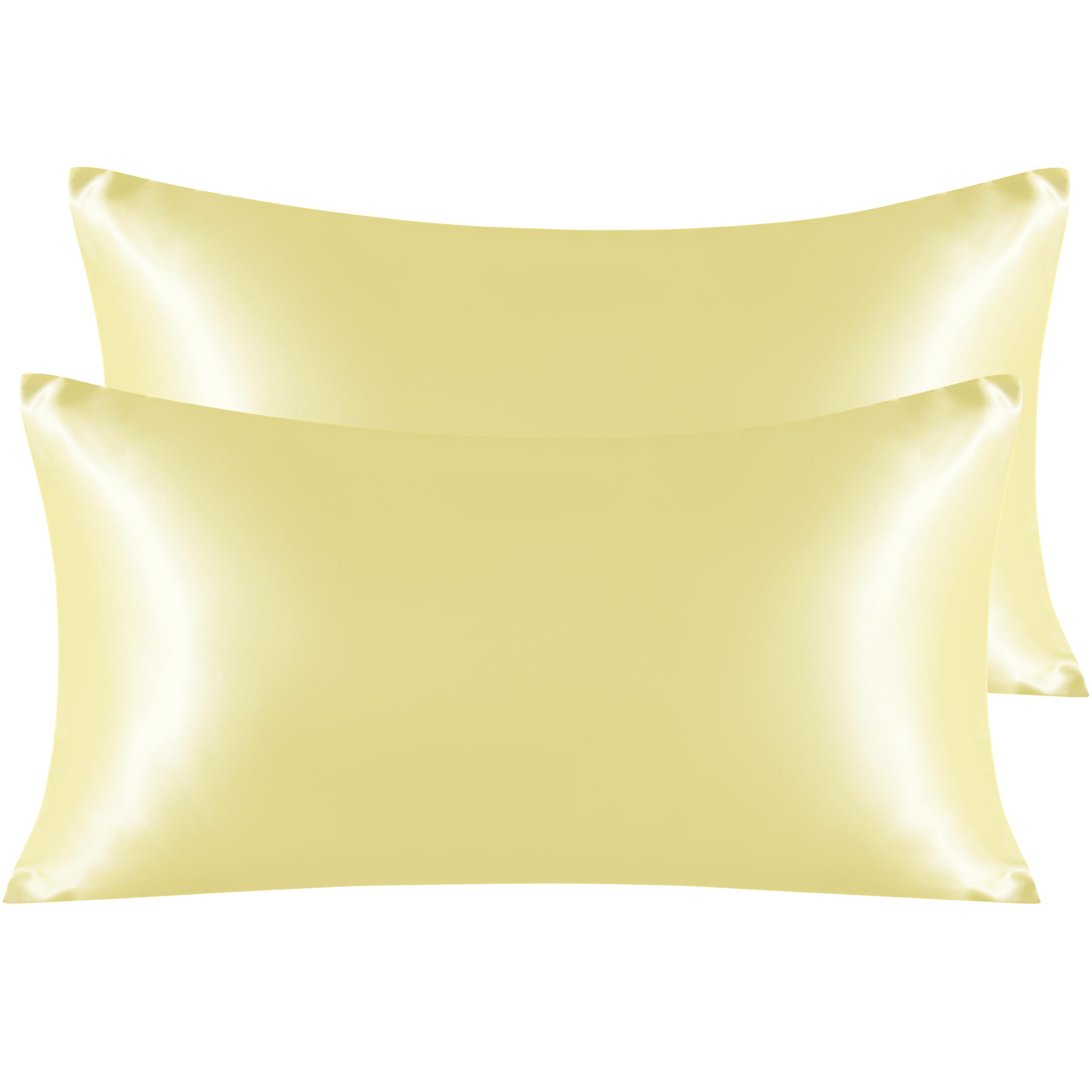 Ntbay 2 Pack Satin King Pillowcases For Hair And Skin, Luxurious And Silky Pillow Cases With Envelope Closure, 20X40 Inches, Light Yellow