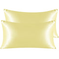 Ntbay 2 Pack Satin King Pillowcases For Hair And Skin, Luxurious And Silky Pillow Cases With Envelope Closure, 20X40 Inches, Light Yellow