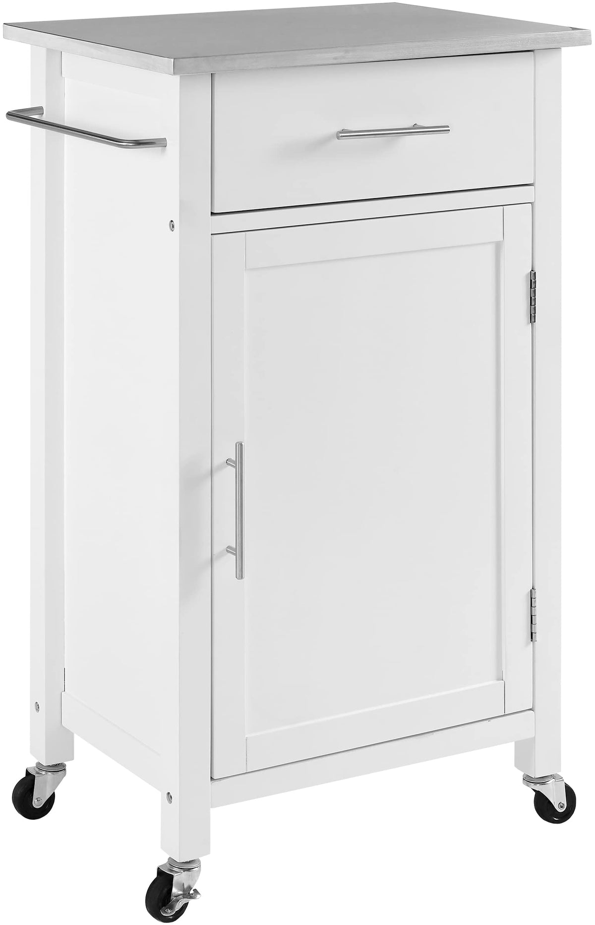 Crosley Furniture Savannah Compact Kitchen Cart With Stainless Steel Top, White