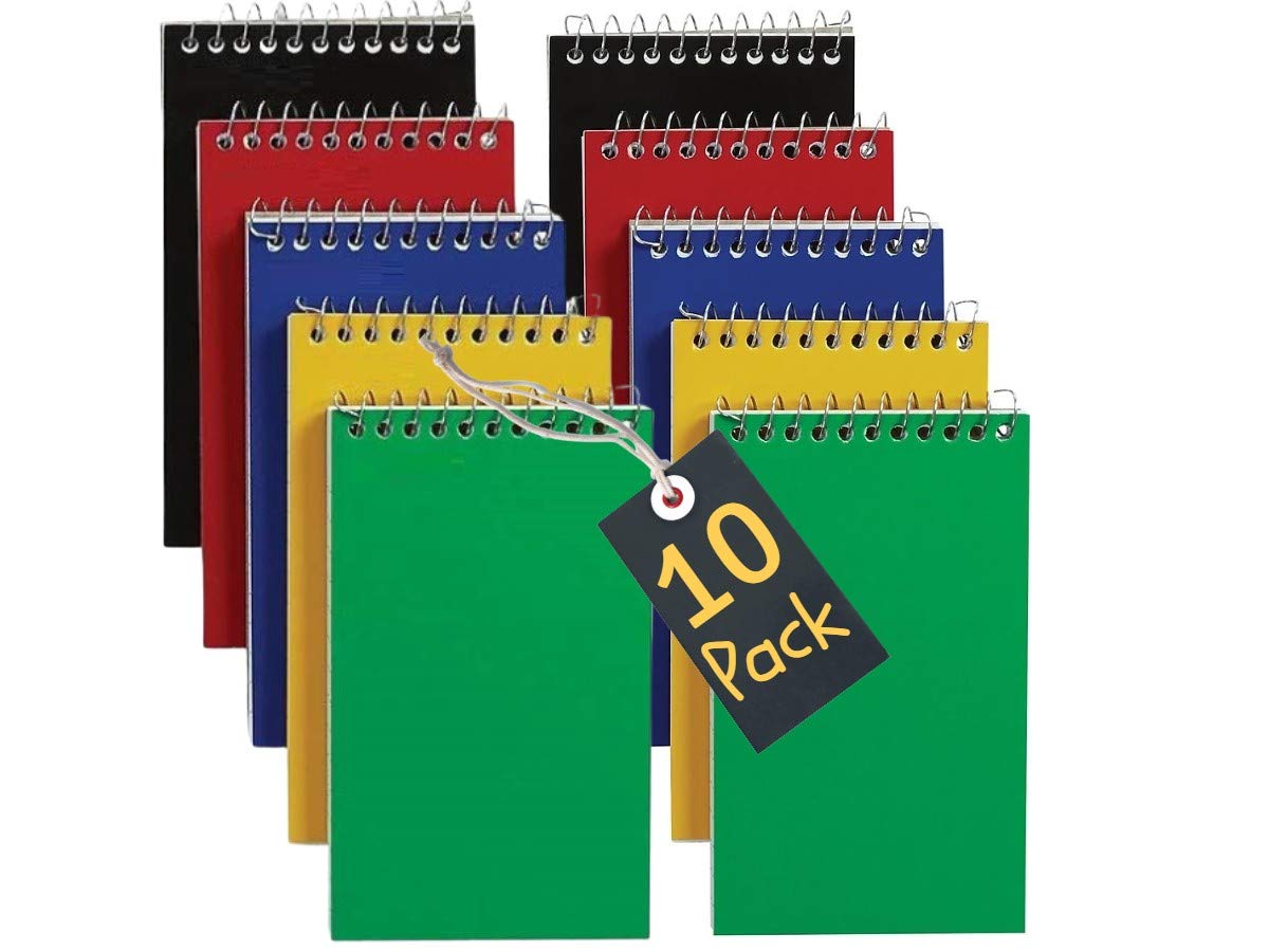 1Intheoffice Wirebound Spiral Memo Books, Memo Pads, 3' X 5', College Ruled, Small Notepad 3X5, Assorted, 75 Sheets/Pad, 5 Pad