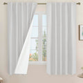 LAMIT 100% Blackout Linen Curtains, 63 Inches Linen Textured Thermal Bedroom Curtains Back Tab and Rod Pocket Neutral Panels wit