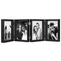 5x7 Hinged Picture Frames Black Beveled Wood with Real Glass 4 Vertical Opening Family Lover Gift