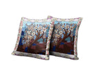 HomeRoots Set of Two 16' X 16' Blue Brown Zippered Suede Floral Throw Pillow