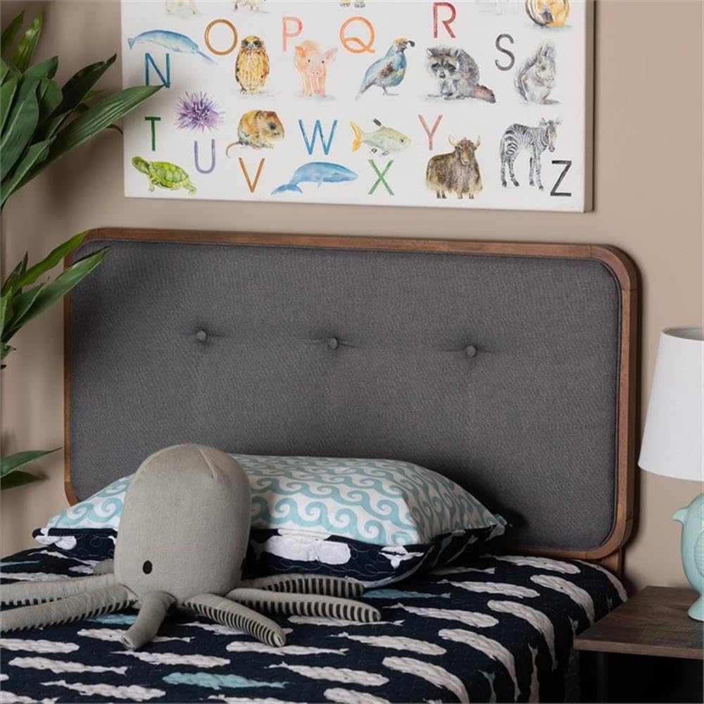 Baxton Studio Palina Dark Grey and Brown Finished Wood Twin Size Headboard