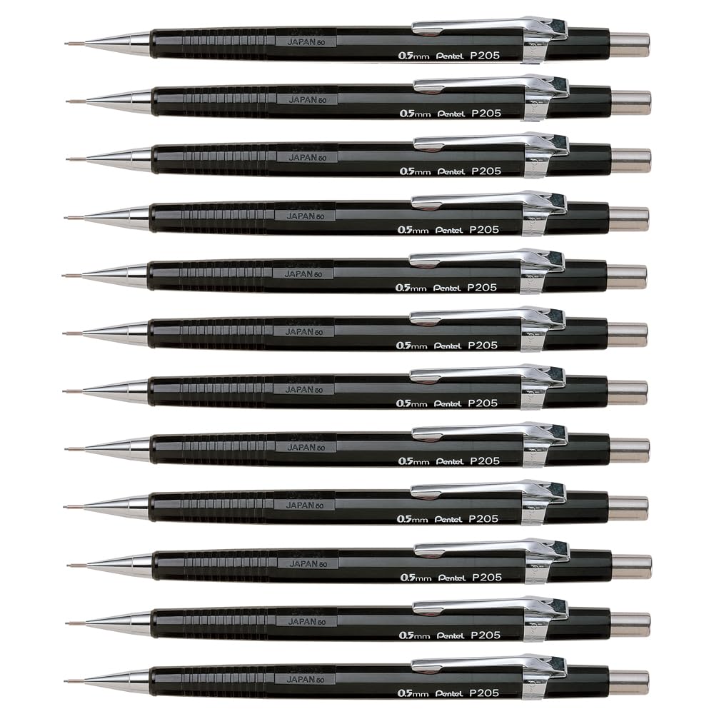 Pentel 0.5 Mm Lead Automatic Pencil - Black (Pack Of 12)