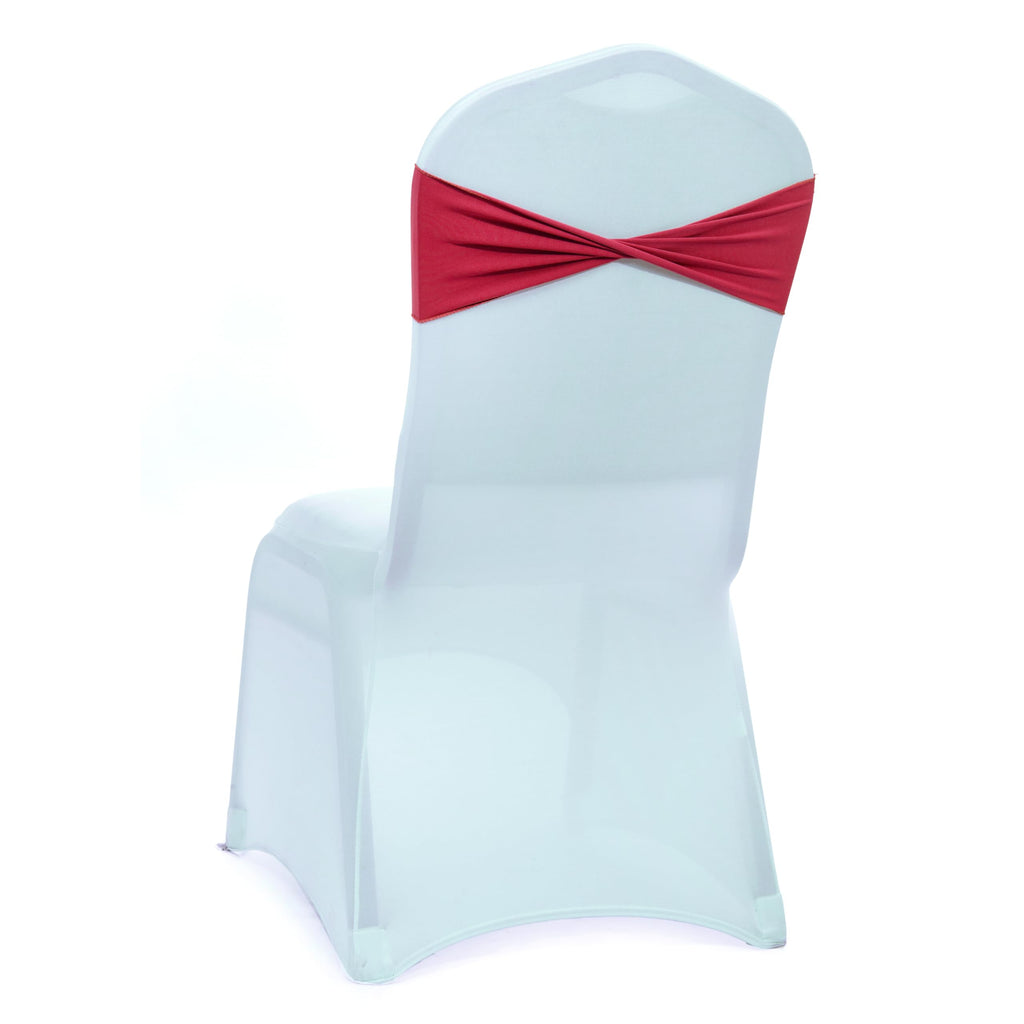 Mds Pack Of 100 Spandex Chair Sashes Bow Sash Elastic Chair Bands Ties Without Buckle For Wedding And Events Decoration Spandex Slider Sashes Bow - Apple Red