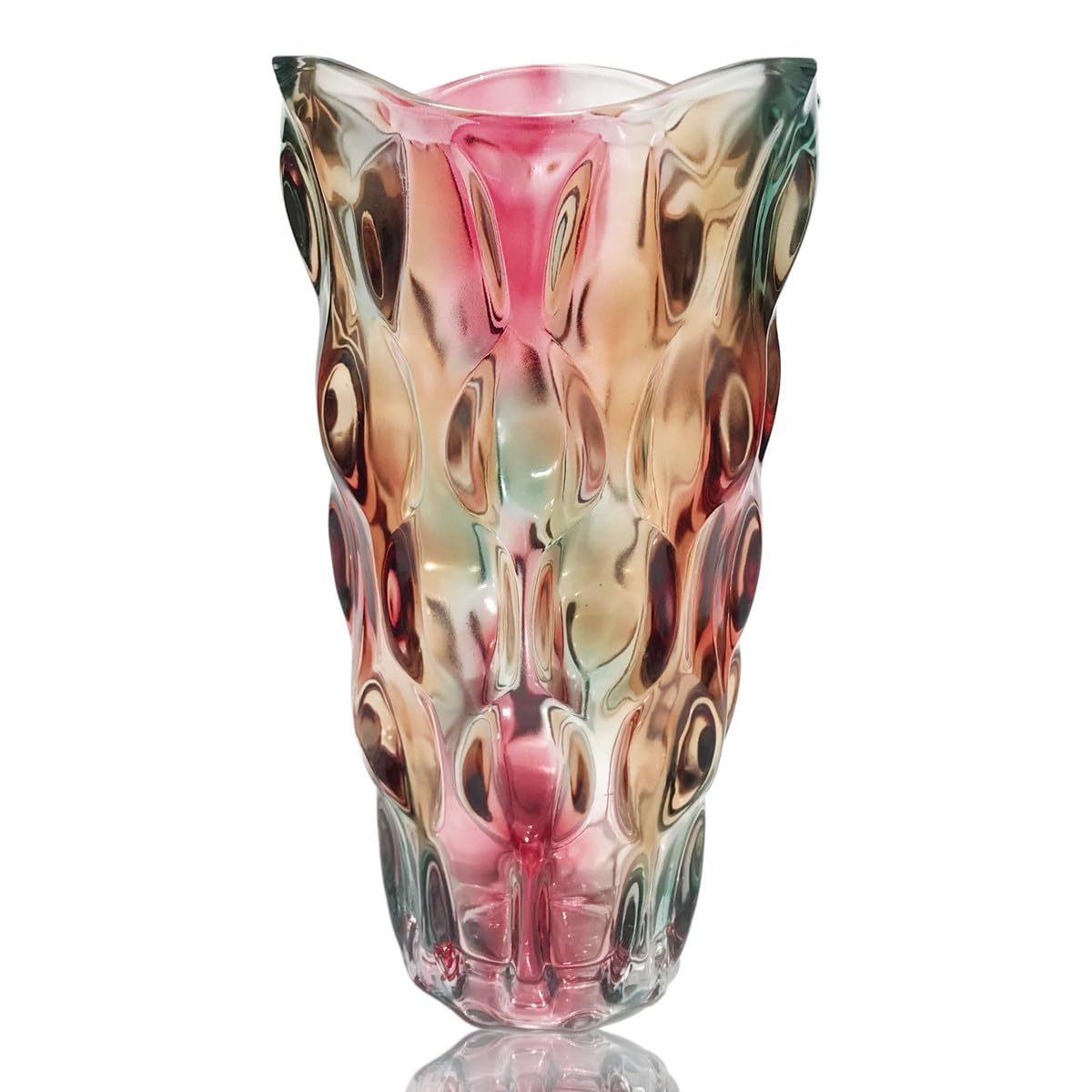 Eastern Rock Heavy Flower Glass Vase Thickened 3.5lb 9.5inch Sparkle vase Bohemian Style, for Centerpieces,Kitchen,Office, Weddi