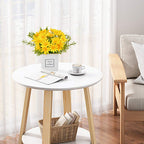 Aifusi Artificial Flowers, Daisy Flower With Vase Silky Artificial Daisies Bouquet Fake Plant Bonsai For Home Office Wedding Dec