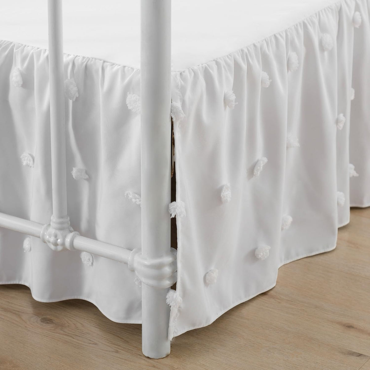 xuan dian Bed Skirt, Bed Skirt Queen Size, Ruffled Bed Skirt with Split Corners, Queen Bed Skirt 16 Inch Drop, Tufted Boho Queen
