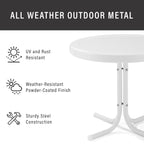 Crosley Furniture Gracie Weather Resistant Retro Metal Outdoor Side Table for Patio, Deck, Porch, Alabaster White