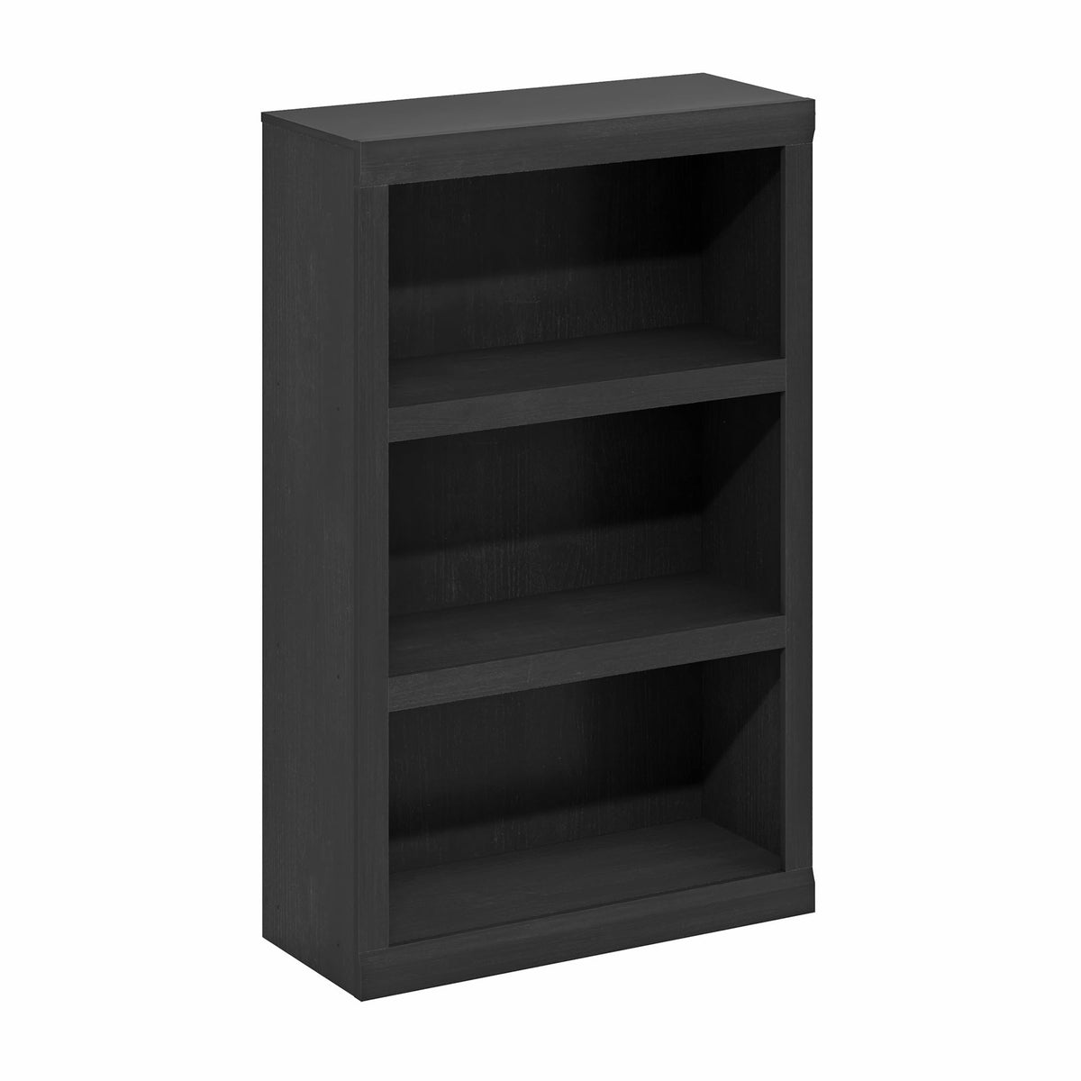 Furinno Rail 3-Tier Open Shelf Bookcase With Classic Style Edges, Blackwood