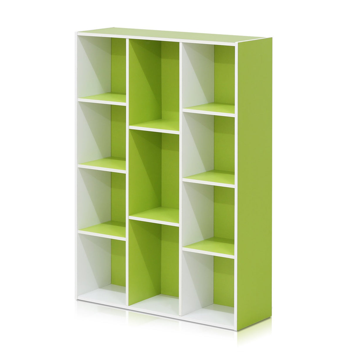 Furinno 11107Wh-Gr 7 Reversible, 11-Cube, White Green