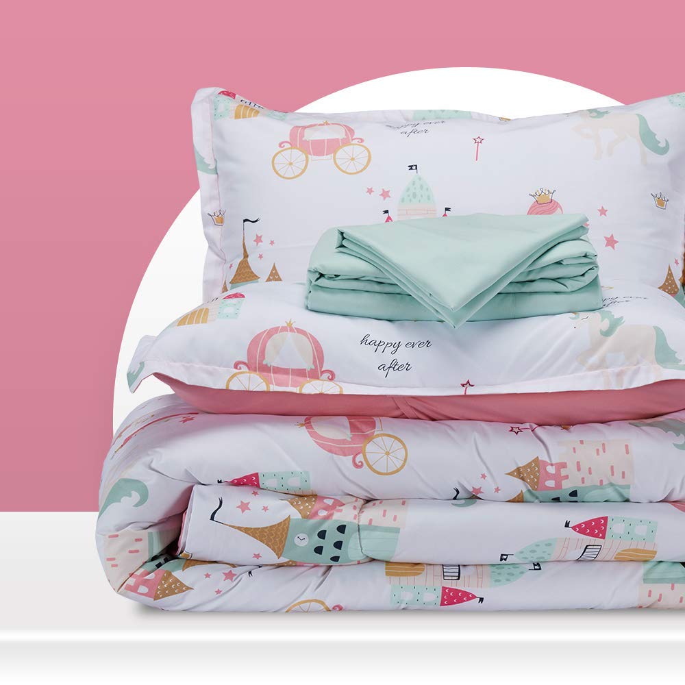 Sleep Zone Kids Twin Bedding Comforter Set - Super Cute & Soft Kids Bedding 5 Pieces Set With Comforter, Sheet, Pillowcase & Sha