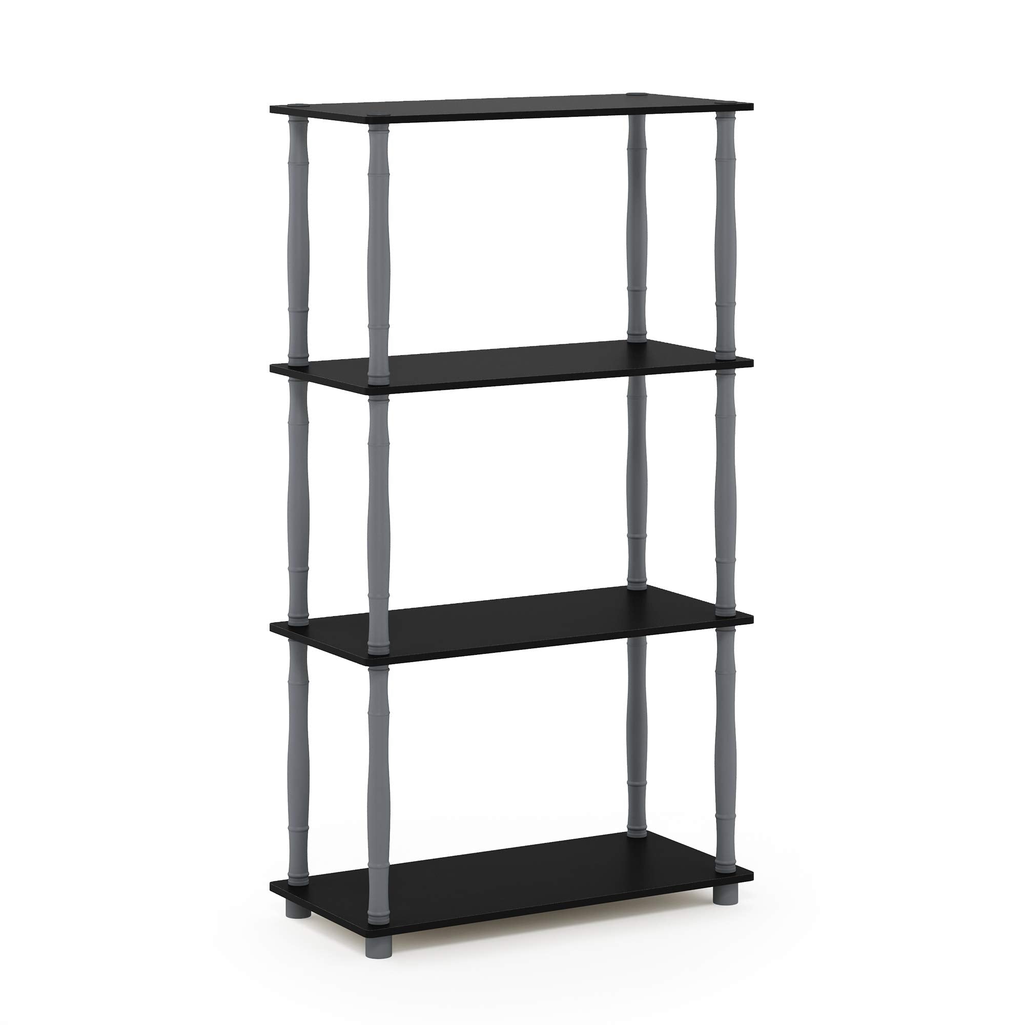 Furinno Turn-N-Tube 4-Tier Multipurpose Shelf Display Rack, Classic Tubes, Black/Grey