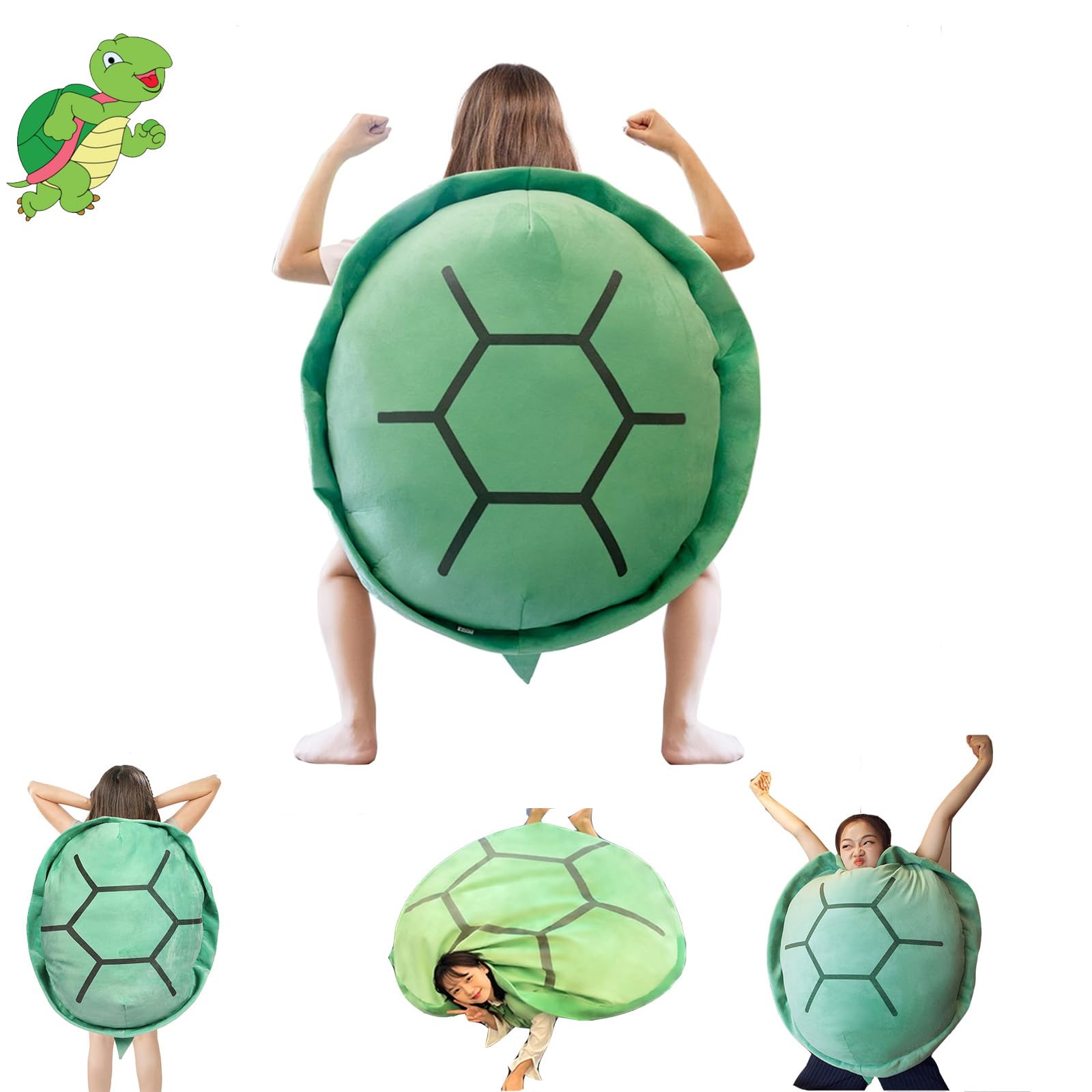Ptaexcel Wearable Turtle Shell Pillow, 40In/100Cm Giant Wearable Turtle Shell Pillow, Tortoise Shell Plush Turtle Stuffed Animal