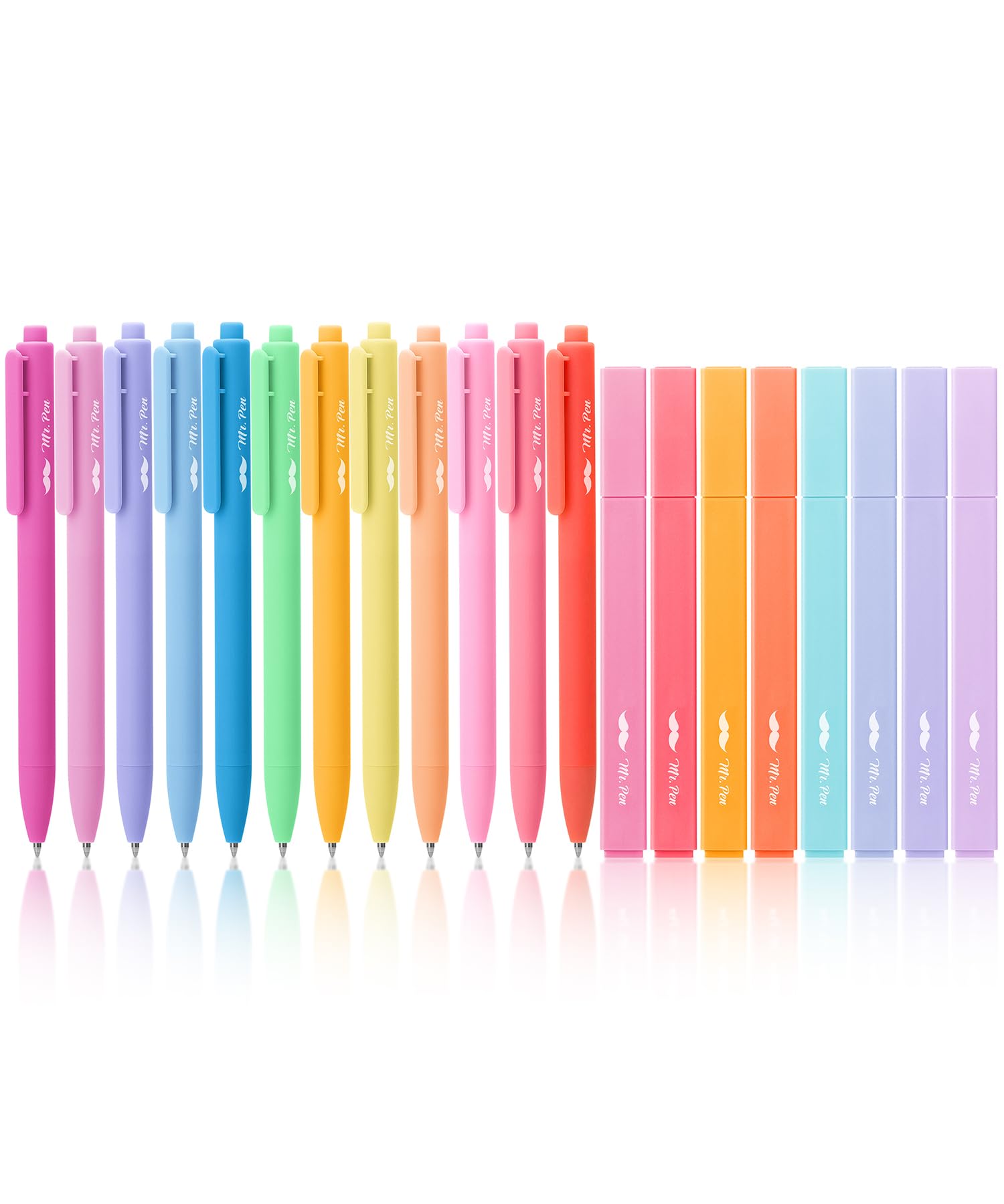 Mr. Pen- Aesthetic Highlighters And Gel Pens, 20 Pack, Assorted Colors Bible Highlighters No Bleed, Colorful Ink Gel Pens, Cute