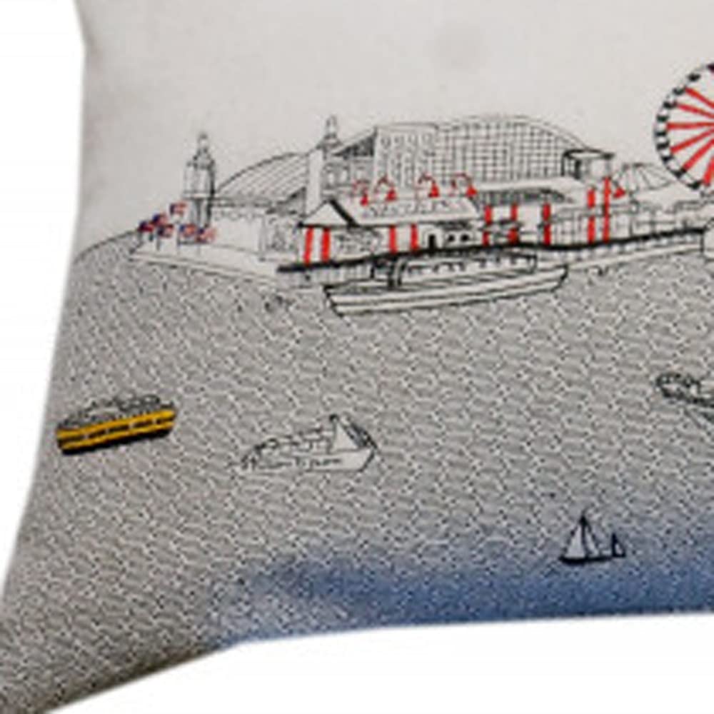 HomeRoots Cream 45' White Chicago Daylight Skyline Lumbar Decorative Pillow